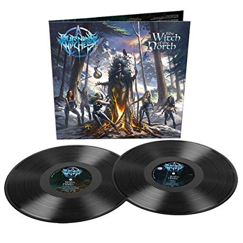 Album cover for Burning Witches: "The Witch of the North," featuring a dark forest scene.