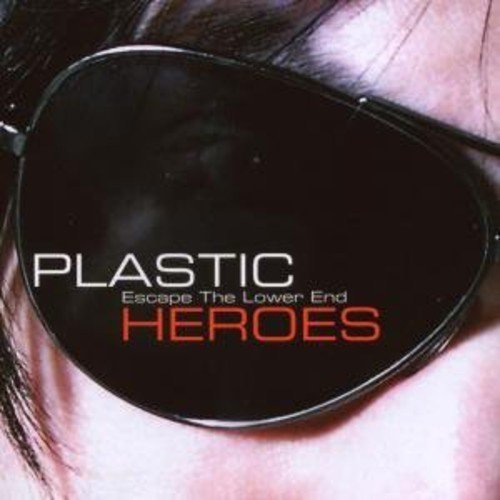 "CD cover featuring a person wearing sunglasses with 'Plastic Heroes' text on the lens."