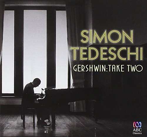 CD cover featuring a man playing piano by a window, with text "Simon Tedeschi Gershwin: Take Two".