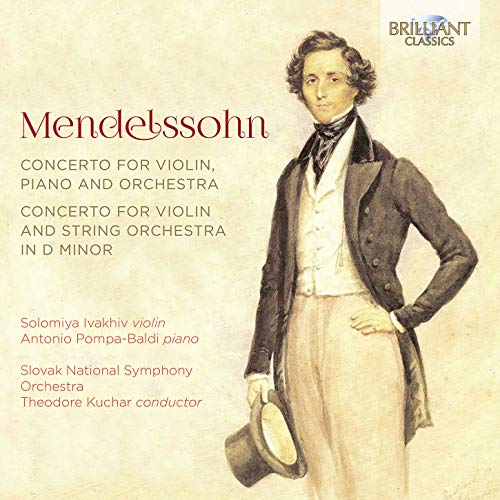 CD cover featuring a portrait of Mendelssohn with text describing the music content.