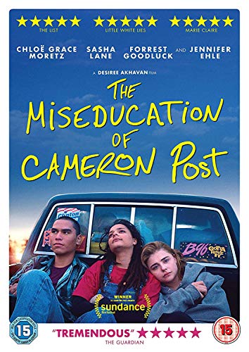 DVD cover for "The Miseducation of Cameron Post" featuring three young people.