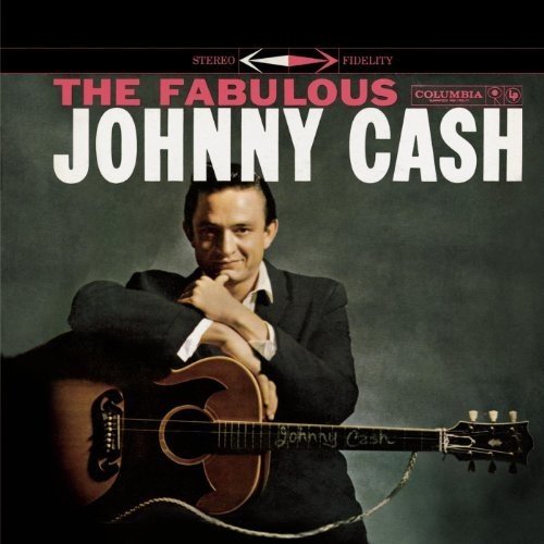 Johnny Cash leaning on an acoustic guitar on The Fabulous Johnny Cash album cover.