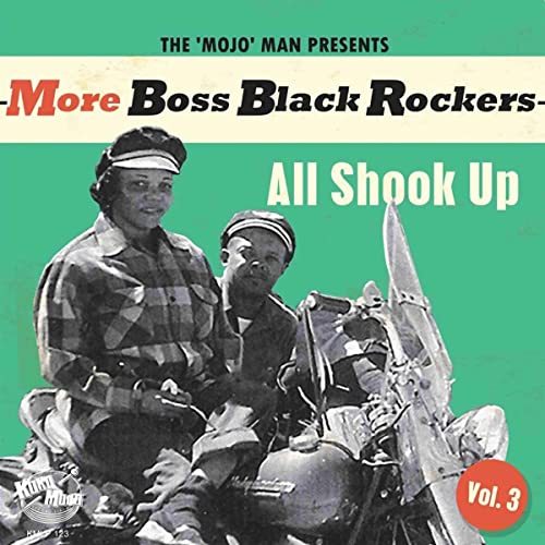 Vintage album cover featuring two men and a motorcycle.