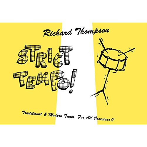 "Yellow and white album cover with 'Strict Tempo' text and drum illustration."