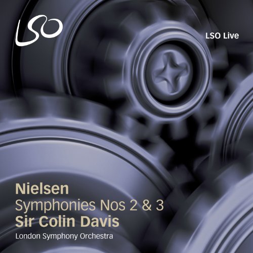 CD cover for Nielsen symphonies with abstract blue circular design.