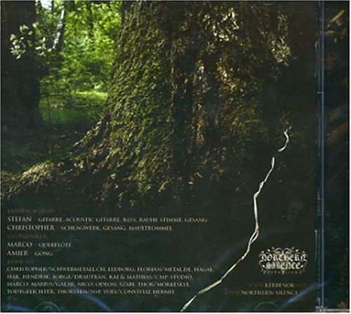 A CD case cover featuring a tree trunk with a root and forest background.