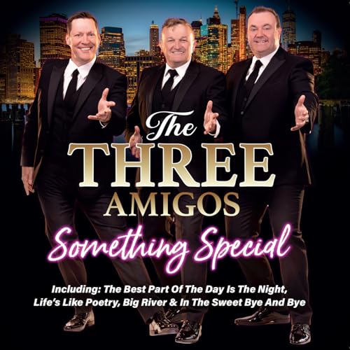 CD cover featuring three men in suits against a city skyline.