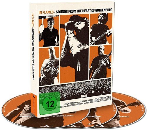 DVD cover with black and white images of band members performing against an orange background.