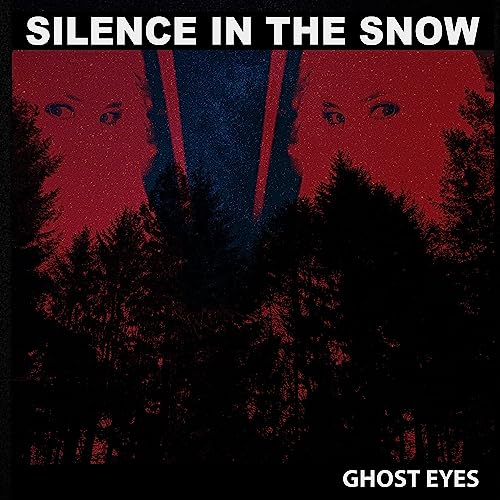 CD cover with red faces, dark forest, and snowy texture.