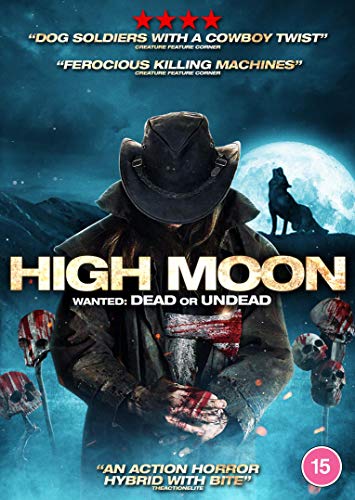 DVD cover for "High Moon" featuring a cowboy and werewolf imagery.