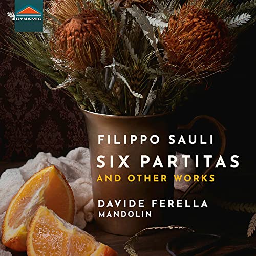CD cover: flowers in a vase, oranges, text naming composers and performer.