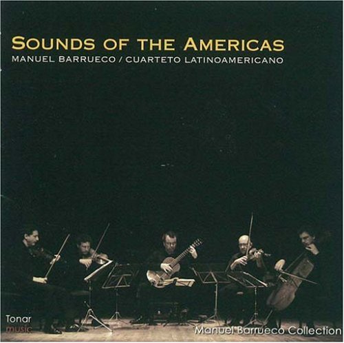 "CD cover featuring a string quartet performing on stage with dark background."