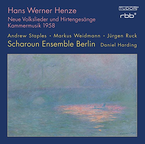 "CD cover with blue background, abstract painting, and white and colored text."
