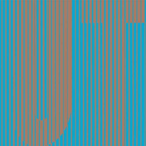 CD cover with vertical blue and brown stripes, abstract design.