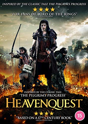 DVD cover for "Heavenquest" featuring figures in a fantasy battle scene.