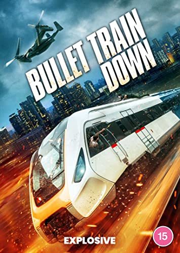 DVD cover for "Bullet Train Down" showing a speeding train and helicopter.