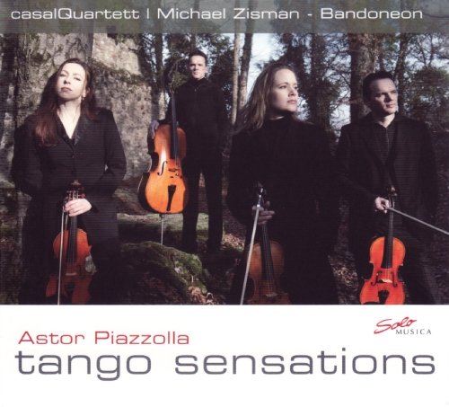 CD cover featuring a quartet with violins and a bandoneon.