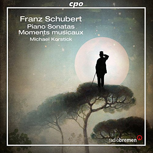 CD cover with a man standing on a hill, looking through a spyglass.