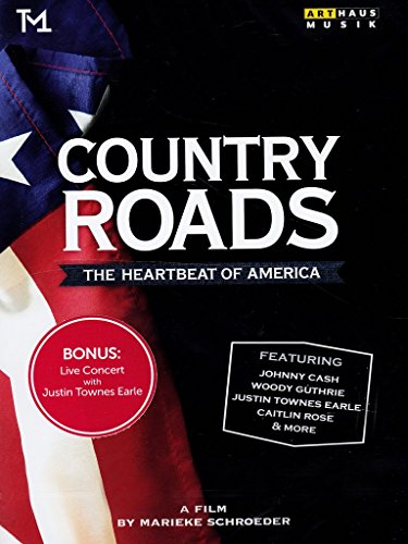 "Country Roads: The Heartbeat of America DVD cover featuring an American flag and text."
