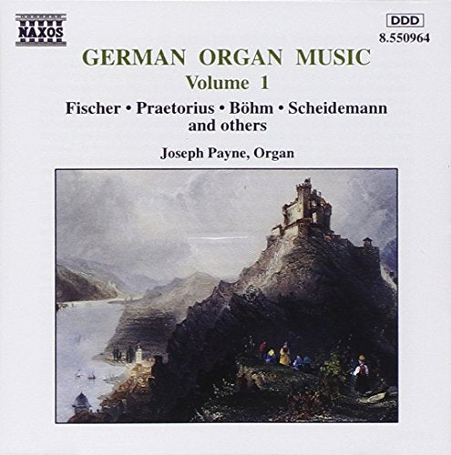 "CD cover with 'German Organ Music, Vol. 1' title and a landscape painting."
