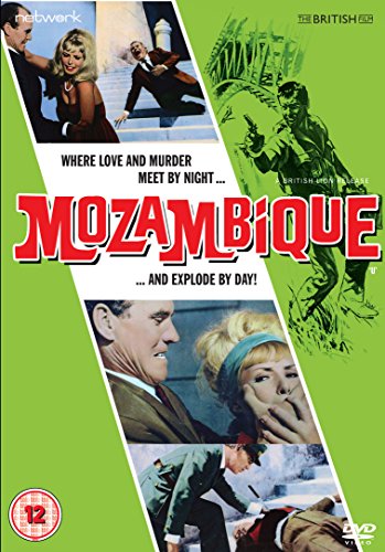 DVD cover for "Mozambique" with green background, red title, and five film stills.