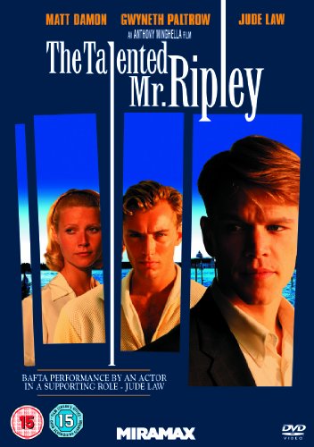 "The Talented Mr. Ripley" DVD cover featuring three actors against a blue background.