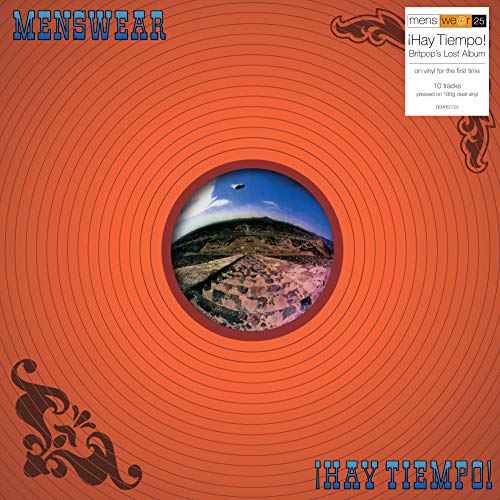 Menswear “Hay Tiempo” vinyl record cover, orange with central landscape image.