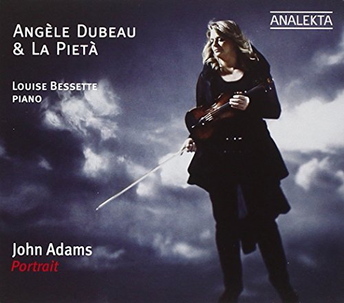 CD cover featuring a blonde woman in black holding a violin against a cloudy sky.