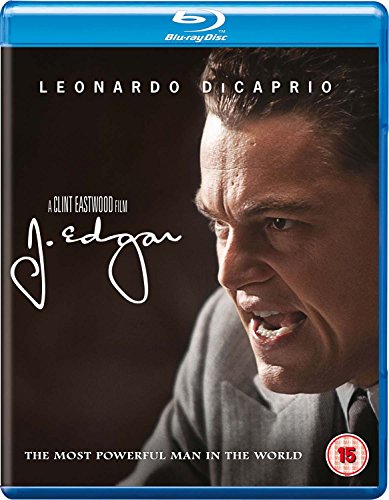 J. Edgar" Blu-ray cover featuring Leonardo DiCaprio as J. Edgar Hoover.