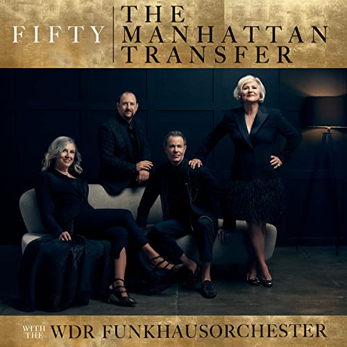 AlbumLC CD cover featuring four members of The Manhattan Transfer in black attire.