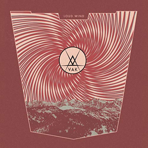 Album cover for Vak’s “Loud Wind” with red lines and mountains.