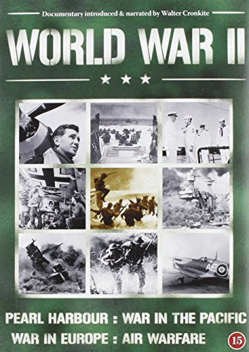DVD cover for "World War II" documentary with black-and-white historical images on a green background.