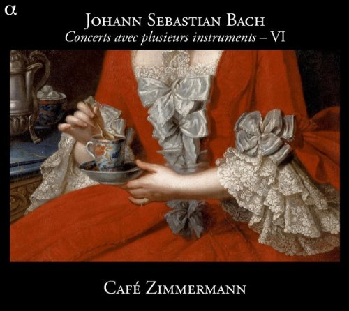 A woman in a red dress holds a teacup and saucer, classical music CD cover.