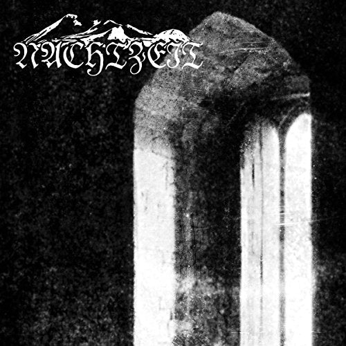 Black and white album cover with gothic lettering and stone archway.