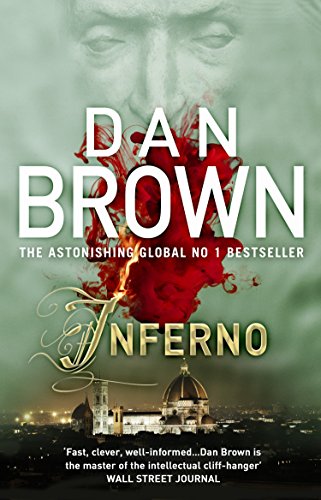 "Book cover of 'Inferno' by Dan Brown, featuring a man's face and a cityscape."