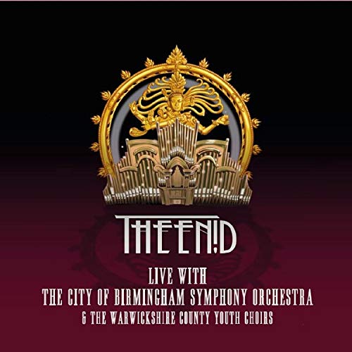 The image is a CD cover with a gold emblem and text on a dark red background.