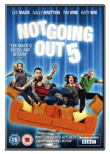 DVD cover for "Not Going Out S5" featuring four actors jumping on a couch.