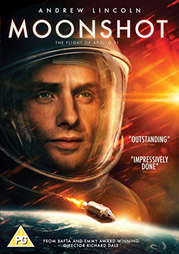 DVD cover for "Moonshot: The Flight of Apollo 11" featuring an astronaut in a helmet.