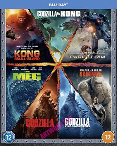 Blu-ray case featuring monster movie artwork: Godzilla, Kong, and Pacific Rim.