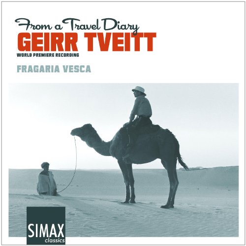 A man on a camel in the desert, album cover with text.