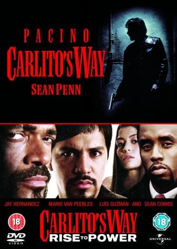 DVD cover for crime dramas "Carlito's Way" and "Rise to Power", featuring actors.