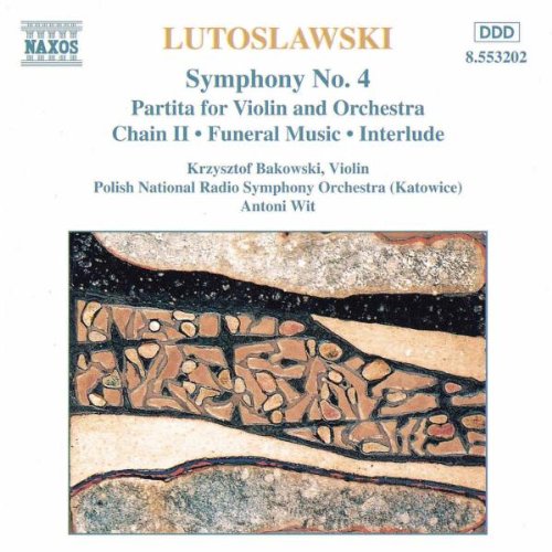 A CD cover featuring an abstract painting and text describing Lutoslawski's musical compositions.