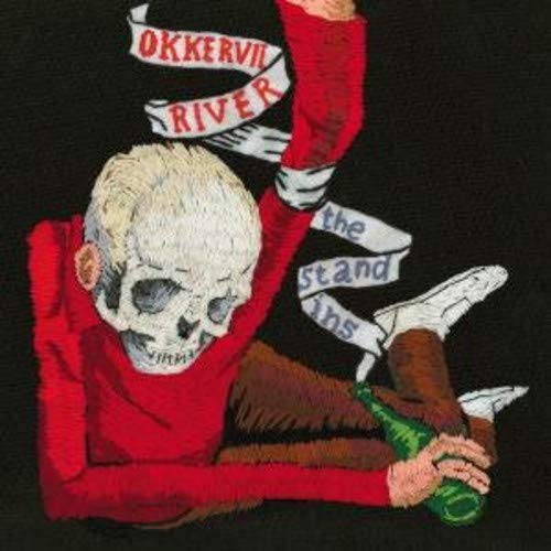 Embroidered album cover for Okkervil River’s “The Stand Ins” featuring a skeleton.