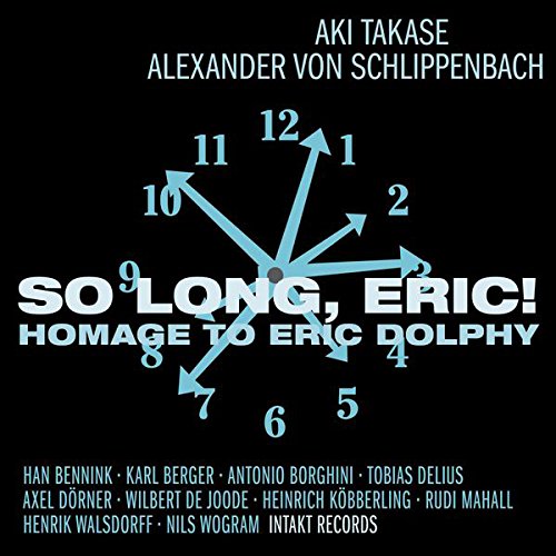 "CD cover with clock graphic, white text on black background, listing artist names."