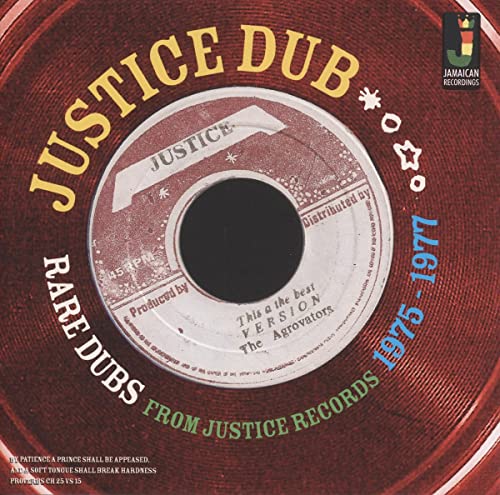 CD cover resembling a vintage record label with "Justice Dub" text.