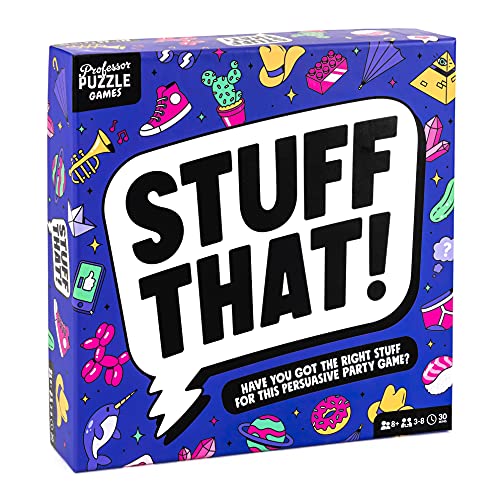 Professor PUZZLE Stuff That Games - Family friendly card game of creative thinking/bluffing! - Card game for all ages.
