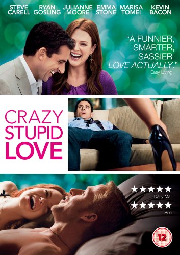 “Crazy Stupid Love” DVD cover with cast photos and a red title.