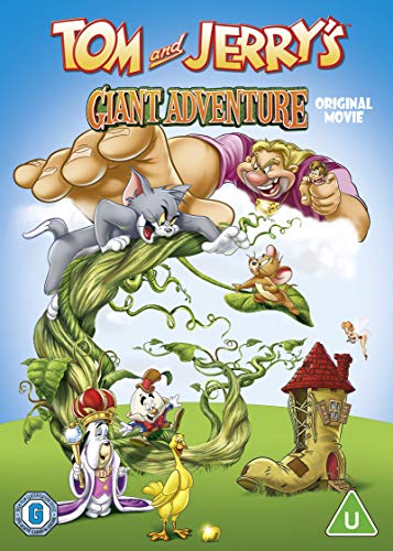 "DVD cover featuring Tom and Jerry climbing a beanstalk with cartoon characters below."