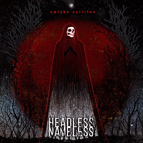 Album cover: hooded skeletal figure against a dark, textured red background.