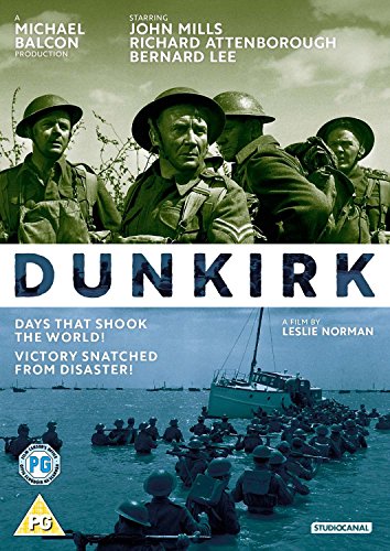 DVD cover for the 1958 film *Dunkirk*, showing soldiers and boats.